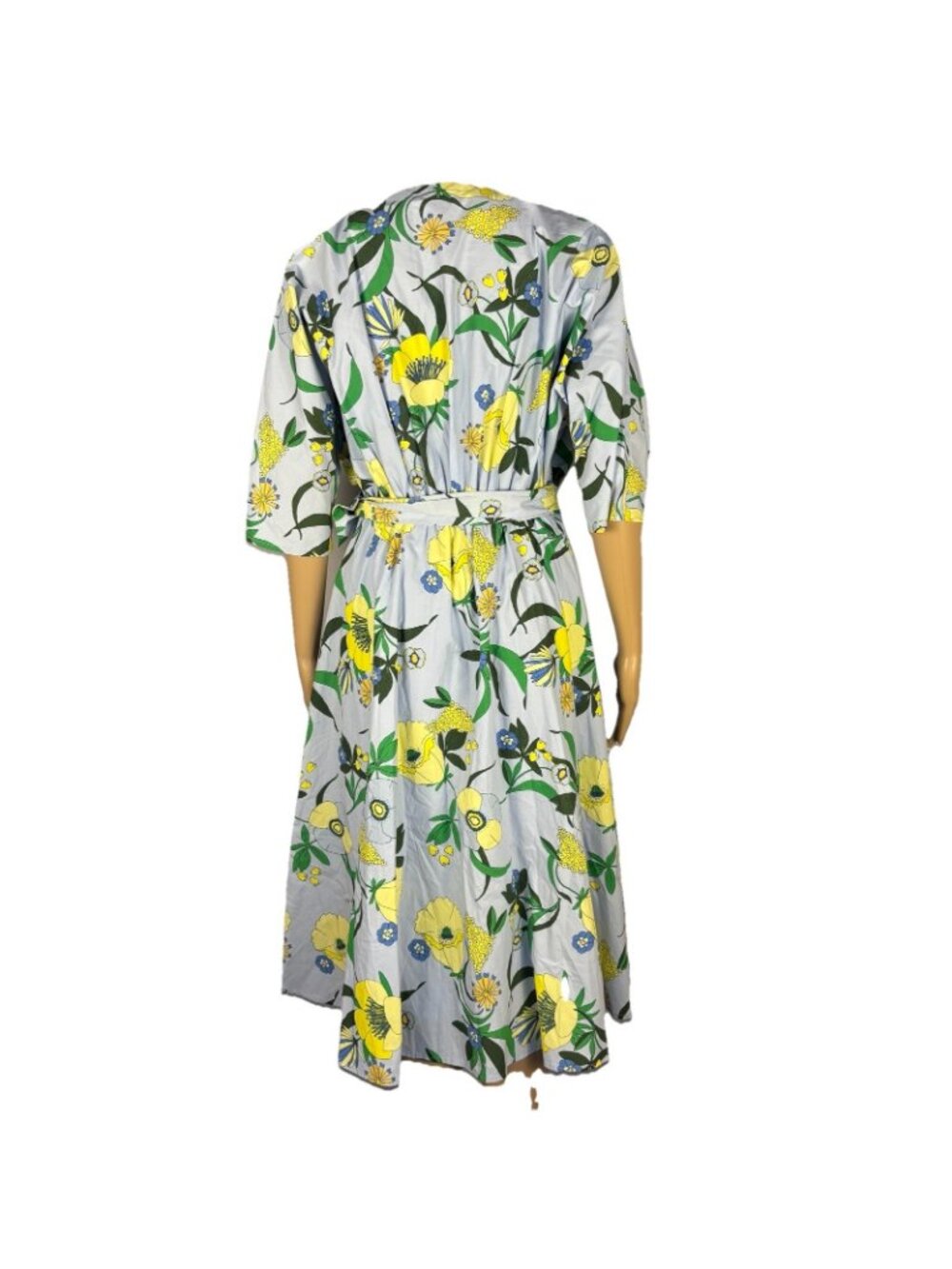 INC Mabel Poplin Belted Midi Dress Sz S Blue/Multicolor Floral Bouquet Spring - Picture 7 of 12